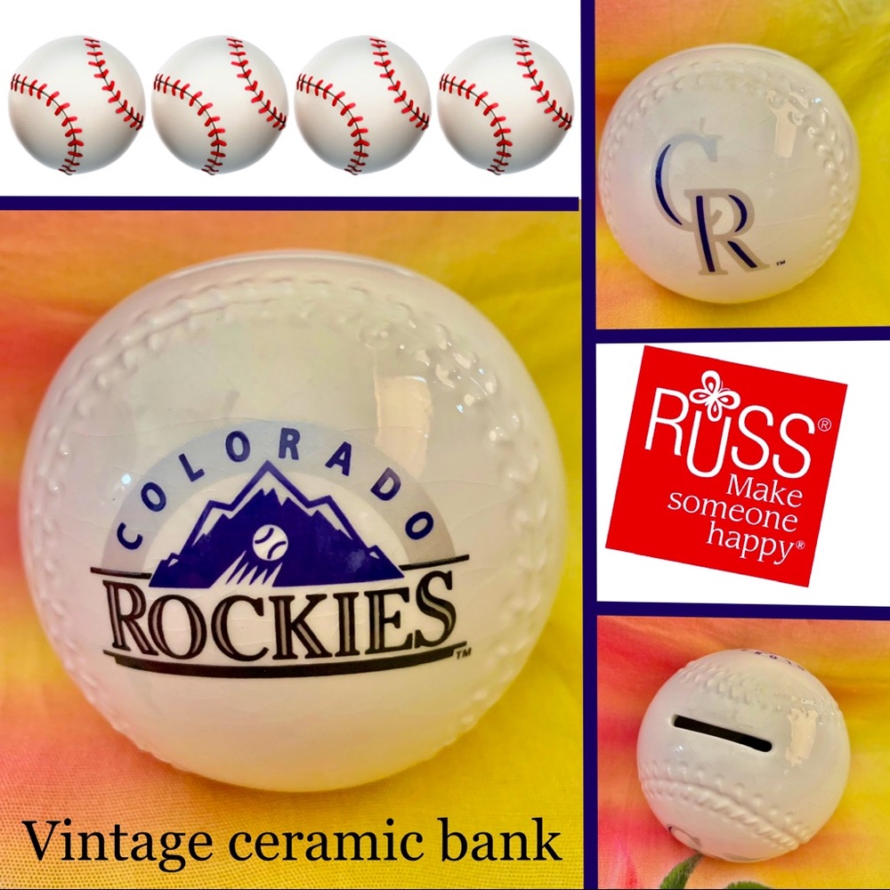 Vintage MLB Colorado Rockies Ceramic Baseball Bank
